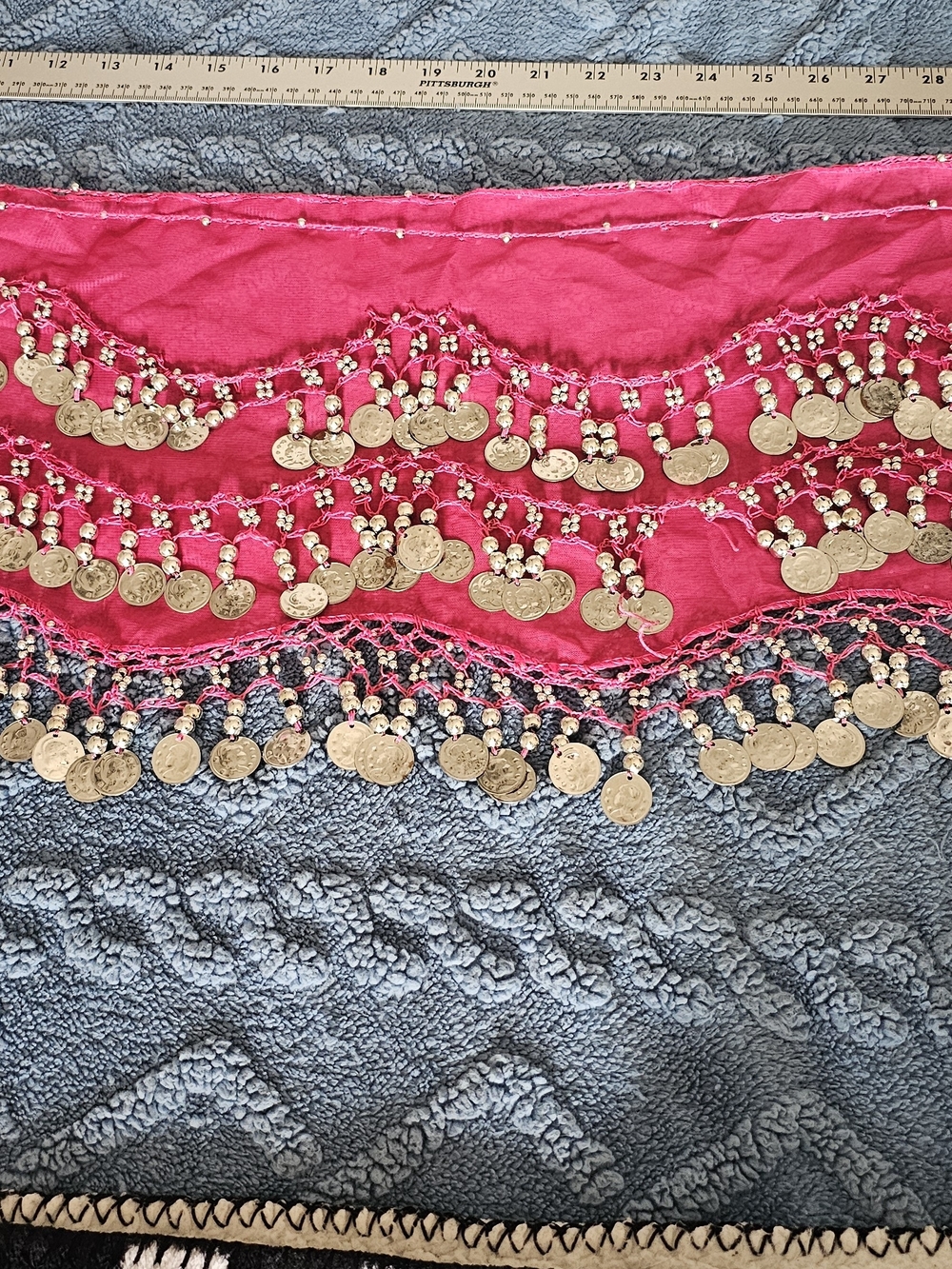 Fuchsia Coin Fringe Belly Dance Hip Scarf